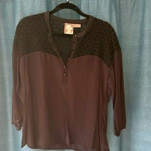 Anthro black top with lace